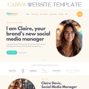 Social Media Website Editable Canva Website Template Virtual Assistant One Page Digital Marketing Agency