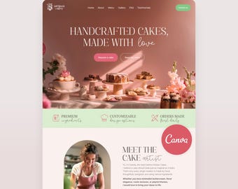 Cake Artist Website Template Baker Canva Template Bakery Multi Page Pastry Chef Full Site