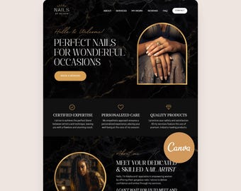 Nail Tech Canva Website Template for Nail Technician Web Site DIY Beauty Salon Artist
