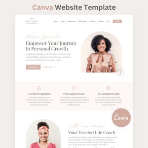 Therapeut Canva Website Life Coach Canva Template Coaching Website Bearbeitbare Landing Page Pink