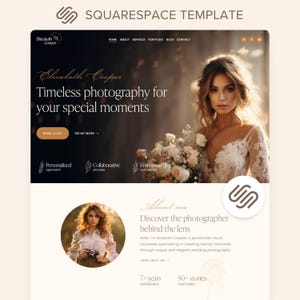 Squarespace Template for Photographers Boho Wedding Photography Website Editable Web Site DIY Square Space image 1