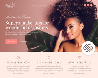 Beauty Salon Squarespace Template Esthetician Squarespace Website Template Medspa Sales Page Squarespace Shop Skincare Square Space Theme 71