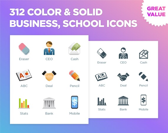 Business Icons Education Finance School Office Etsy