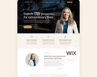 Real Estate Wix Template Editable Realtor Wix Website Boho Agent Portfolio Landing Page Blog