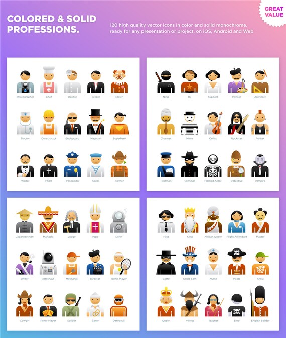 Professions Icons Job Icons Work Icons Color Icons Etsy