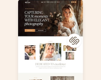 Squarespace Template Photographer Boho Wedding Photography Website Editable Web Site DIY Sales Page