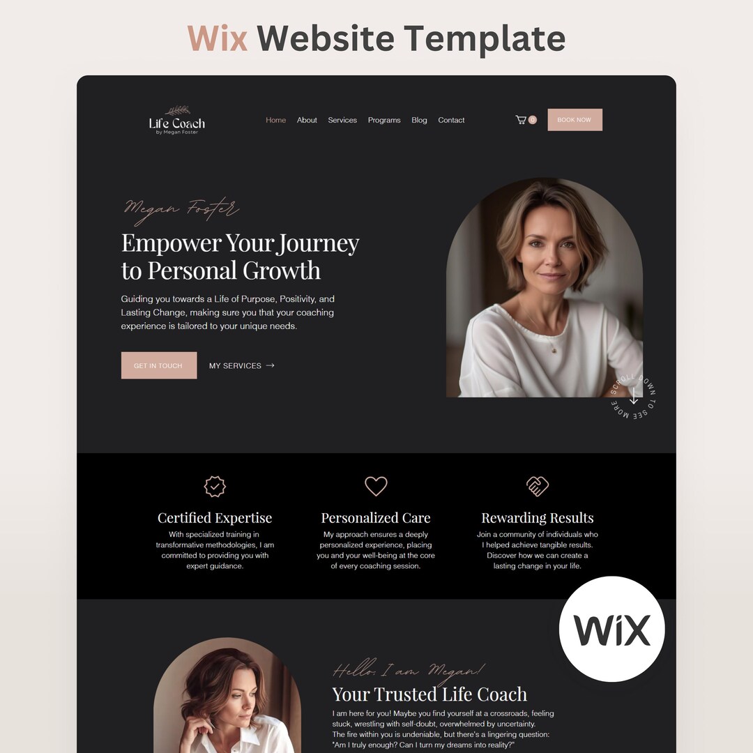 Wix Template Coaching Wix Full Website for Coaches Life Coach Dark ...