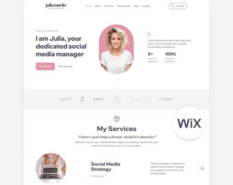 Wix Template for Virtual Assistants DIY Social Media Website Marketing Agency Landing Page