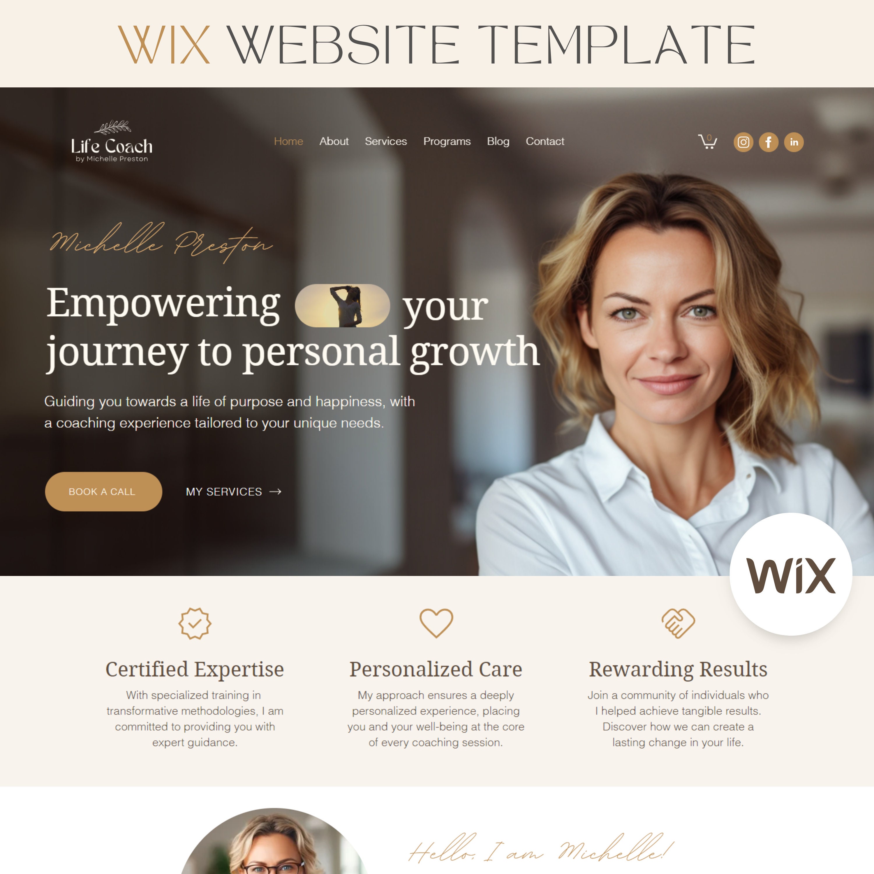Coaching Wix Template Life Coach Wix Website Template Coaching Website Sales Page Template Wix Blog Therapist Website Boho Site for Coaches