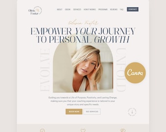 Coaching Canva Website Template for Coaches Boho Therapist Web Site DIY Canva One Page