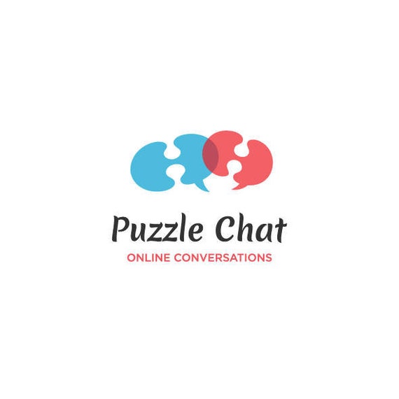 Puzzle Chat Logo Social Networks Messenger App Ready Etsy