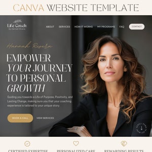 Life Coach Canva Website Template Coaching Template Boho Therapist Web Site Editable One Page