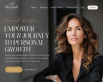 Life Coach Canva Website Template Coaching Website Template Boho Landing Page Coaching Business Therapist Web Site Canva One Page Website