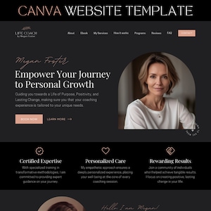Therapist Website Template Coaching Canva Template for Life Coach Landing Page  Dark Web Site
