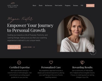 Coaching Website Canva Template Life Coach Website Boho Landing Page Template Coaching Business Web Site Therapist One Page Website Canva