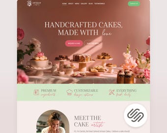 Cake Artist Squarespace Website Template Baker Squarespace 71 Sales Page Pink Square Space Site