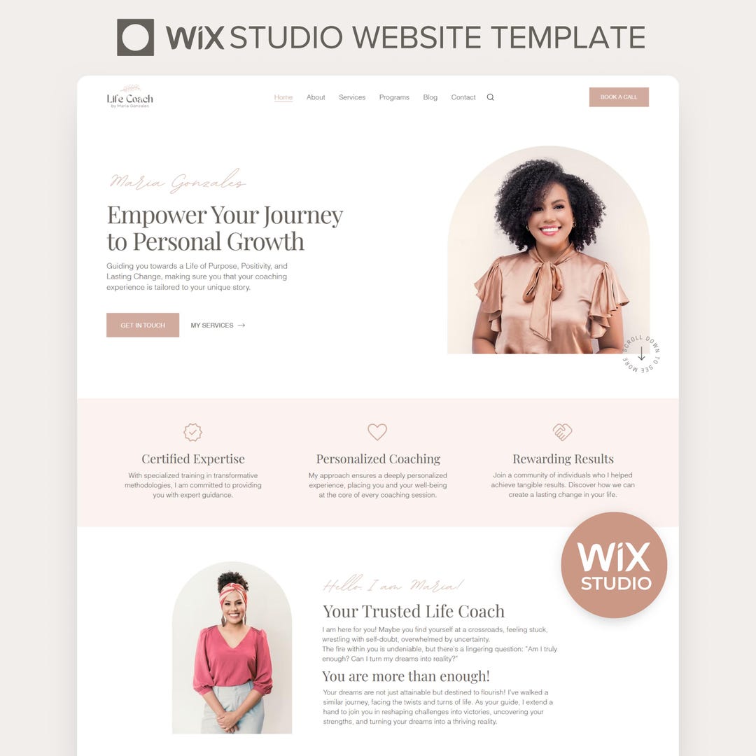 New Wix Studio Template Coaching Wix Website for Life Coach Pink ...