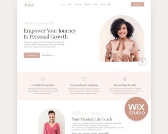New Wix Studio Template Coaching Wix Website for Life Coach Pink Therapist Web Site