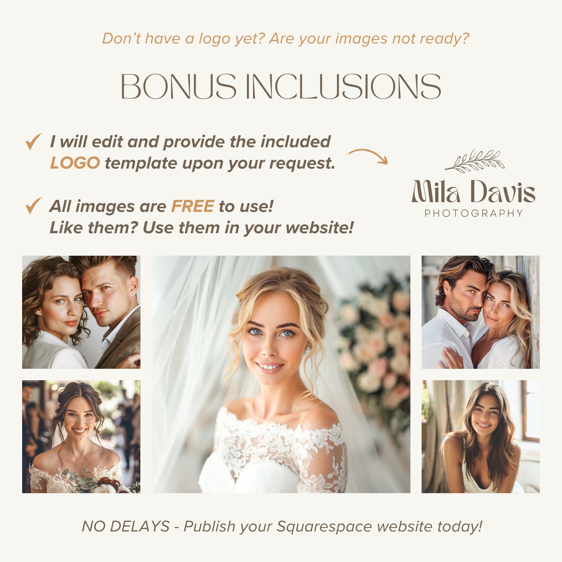 Wedding Photography Website Squarespace Template for Photographers Boho