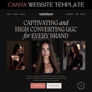 Modelo de site UGC Site de portfólio UGC UGC Canva Landing Page Boho One Page Website Ugc Creator Página de vendas Site de portfólio Ugc Canva