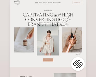 Squarespace Website Template for UGC Creator Squarespace 7.1 Web Site Virtual Assistant Portfolio Marketing
