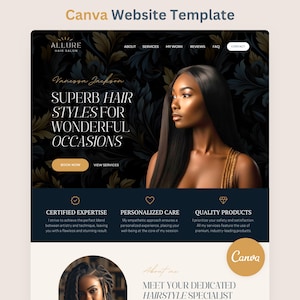 Modèle de site Web Canva pour salon de beauté pour coiffeur Site Web Canva Soins de la peau Medspa Esthéticienne
