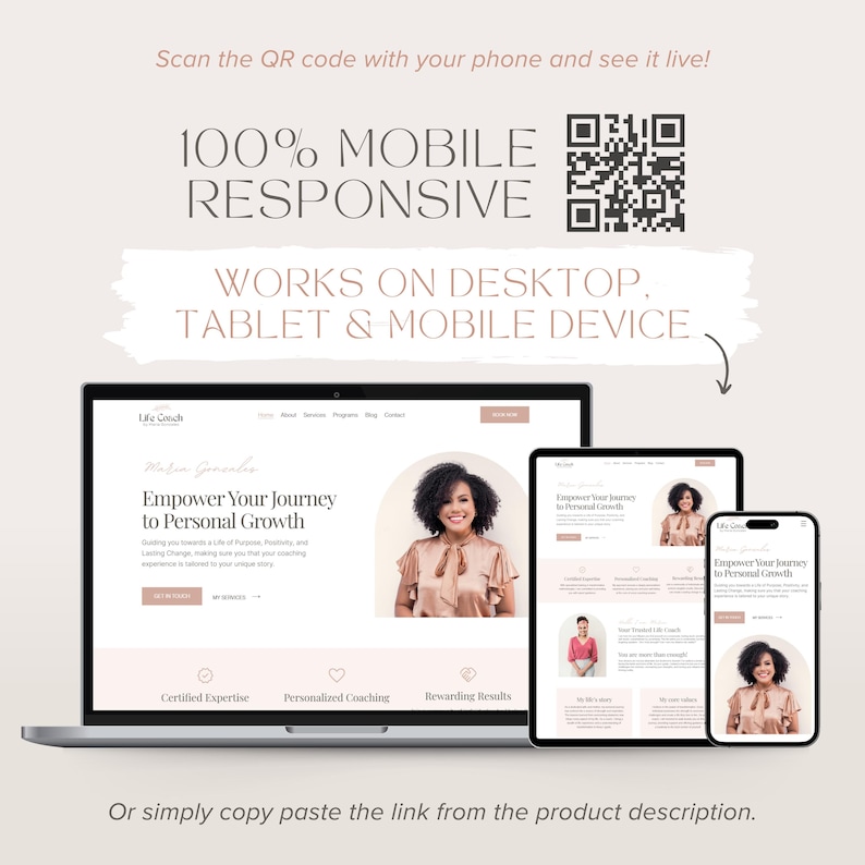 Coaching Wordpress-tema Terapeut Komplett webbplats Livscoach Wordpress-mall Redigerbar Wordpress-blogg bild 7