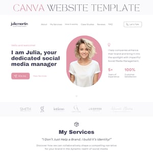 Canva Template for Social Media Manager Canva Website Virtual Assistant Landing Page Digital Marketing