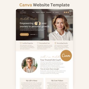 Therapist Canva Website Template Coaching Template Boho Life Coach Web Site Editable One Page