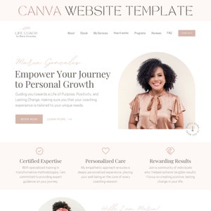 Therapist Canva Website Life Coach Canva Template Coaching Web Site Editable Landing Page Pink