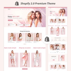 Shopify Theme Clothing Shopify Template Done for You Shopify Website Template Fashion Boutique Website Luxury Shopify Ecommerce Website Pink