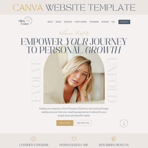 Coaching Canva Website Template for Coaches Boho Therapist Web Site DIY Canva One Page