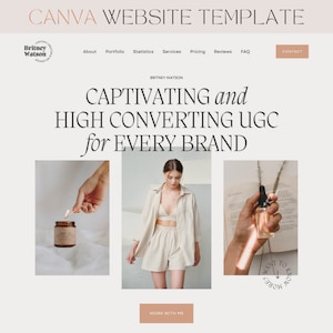 Modelo de site UGC Canva Site de portfólio UGC Página de destino UGC Site de uma página Boho Página de vendas do criador UGC Site de portfólio UGC Canva