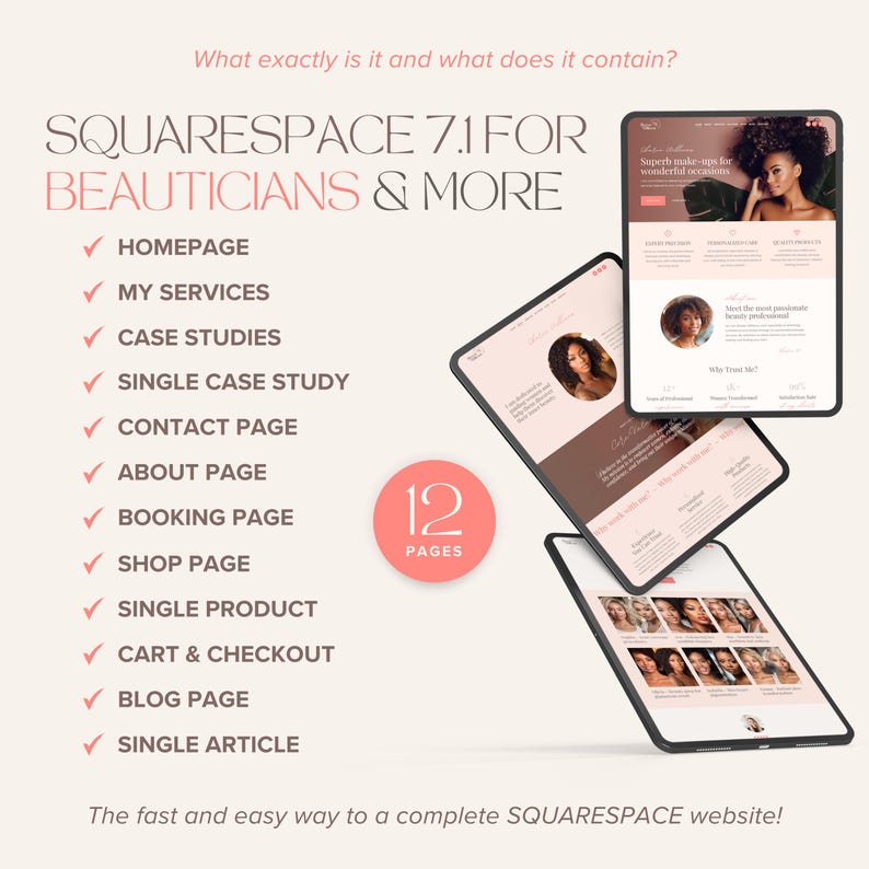 Squarespace-webbmall Skönhetssalong Squarespace för hudterapeut Rosa flersidig webbplats bild 2