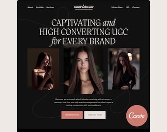 UGC Canva Website Template UGC Portfolio Dark Landing Page for Content Creator Web Site