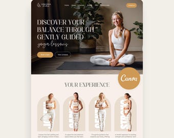 Yoga Studio Website Template Teacher Canva Template DIY Multi Page Pilates Full Web Site