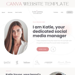 Virtual Assistant Canva Website Template Editable Social Media Website One Page Digital Marketing Site