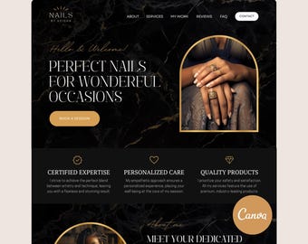 Nail Tech Canva Website Template for Nail Technician Web Site DIY Beauty Salon Artist
