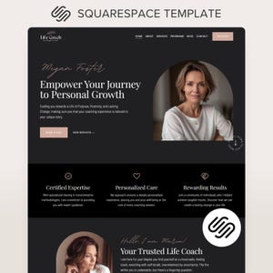 Squarespace Website Template for Life Coach Squarespace 71 Sales Page Coaching Square Space Dark
