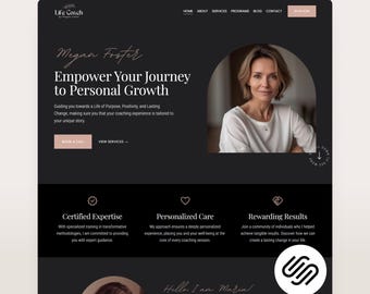 Squarespace Website Template für Life Coach Squarespace 71 Sales Page Coaching Square Space Dark