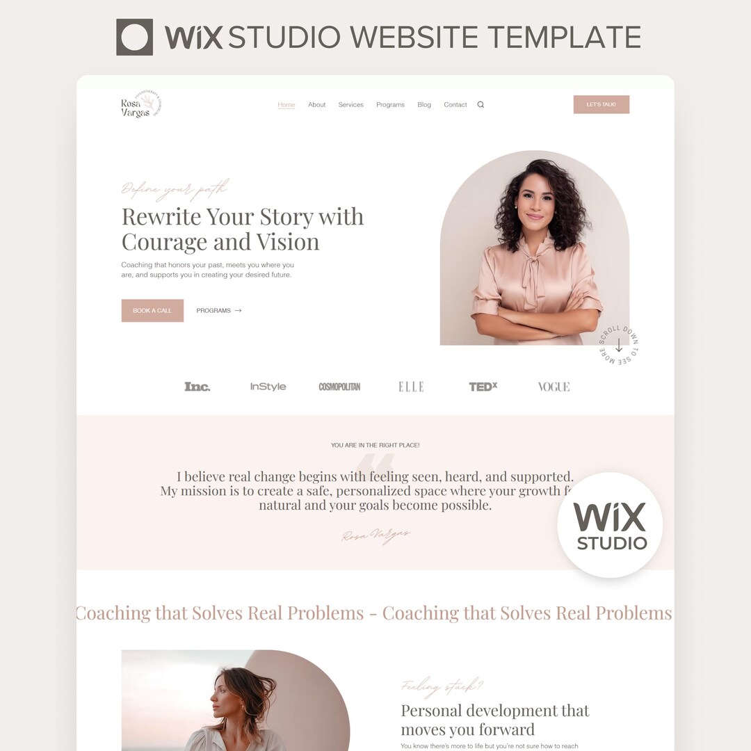 Editable Wix Studio Template Coaching New Wix Website Life Coach Pink ...