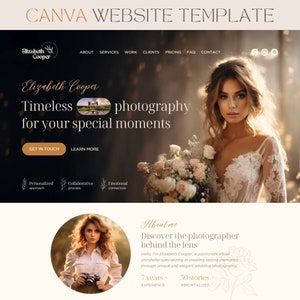 Photography Website Template Canva Boho Website Photographer Landing Page Template Wedding Photographer Site Photography One Page Web Site