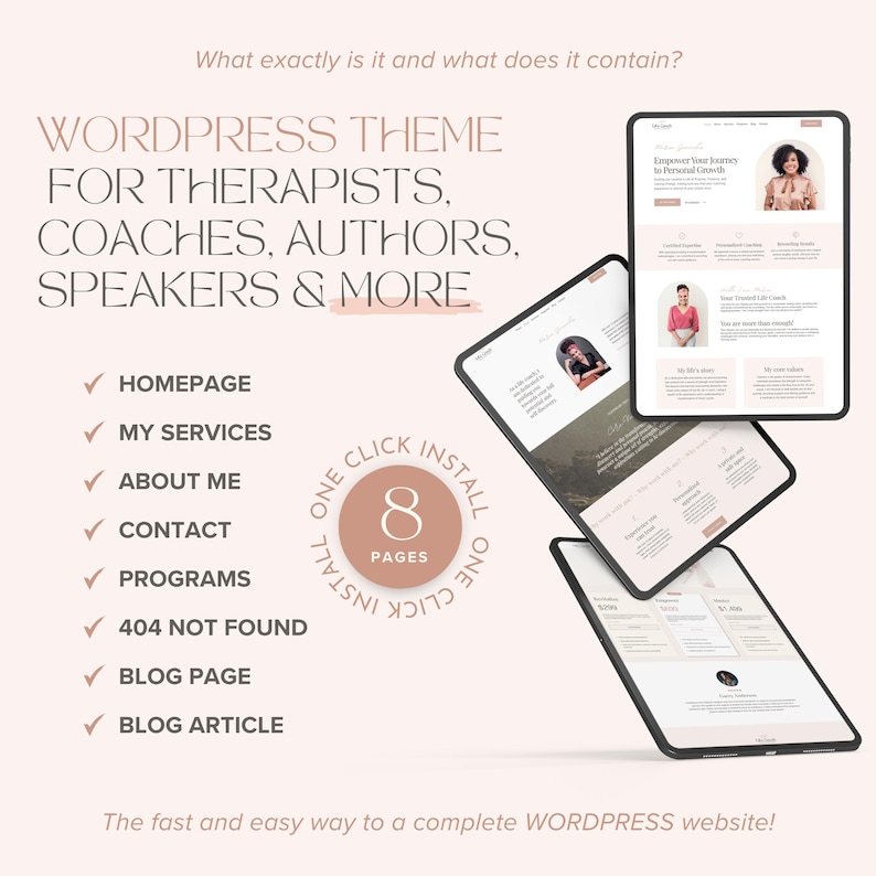 Coaching Wordpress-tema Terapeut Komplett webbplats Livscoach Wordpress-mall Redigerbar Wordpress-blogg bild 2