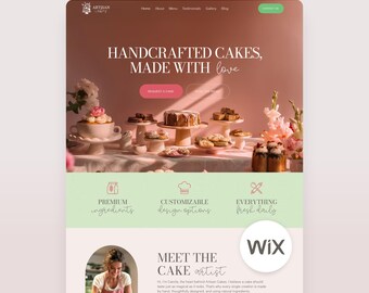 Wix Template Cake Artist Wix Website Baker Multi Page Web Site Bakery Pink Dessert