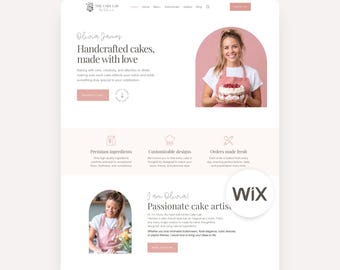 Wix Template Baker Wix Website Cake Artist Multi Page Web Site Bakery Pink Dessert