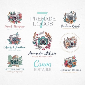 7 Photography Logo Designs, Premade Camera Logo, Editable Photography Logo, Canva Photography Logo, DIY Logo Designs, Vintage Logo Template
