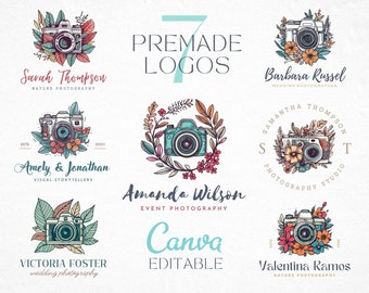 7 Photography Logo Designs, Premade Camera Logo, Editable Photography Logo, Canva Photography Logo, DIY Logo Designs, Vintage Logo Template