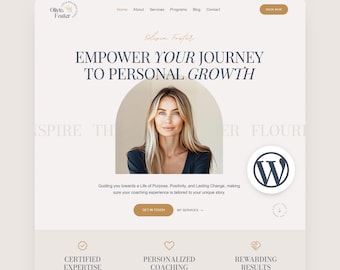 Livscoach Wordpress-tema Terapeut Komplett webbplats Coaching Wordpress-mall Redigerbar Wordpress-blogg