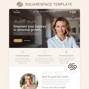 Squarespace Website Template Coaching Web Site Squarespace Life Coach Sales Page for Therapist Boho