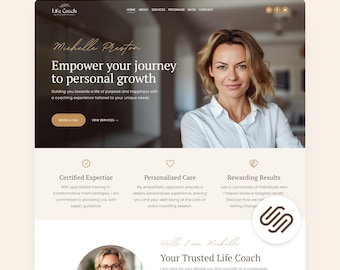 Squarespace Website Template Coaching Web Site Squarespace Life Coach Sales Page for Therapist Boho